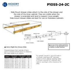 Hickory Hardware (5) Pairs - 24" Full Extension Side Mount Ball Bearing Soft Close Drawer Slides With 100 Pound Weight Capacity Cadmium -Cabinet Hardware Store hickory p1055 24 alt2