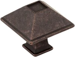 Jeffrey Alexander Tahoe 1-1/4 Inch Square Cabinet Knob Distressed Oil Rubbed Bronze