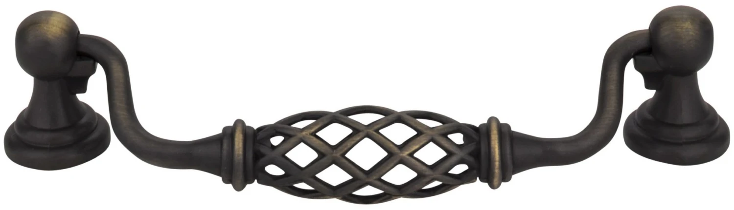 Jeffrey Alexander Tuscany 5-1/16" (128mm) Center To Center Drop Handle Birdcage Cabinet Handle / Drawer Pull Distressed Antique Silver 4 Jeffrey Alexander Tuscany 5-1/16" (128mm) Center To Center Drop Handle Birdcage Cabinet Handle / Drawer Pull Distressed Antique Silver - Image 2