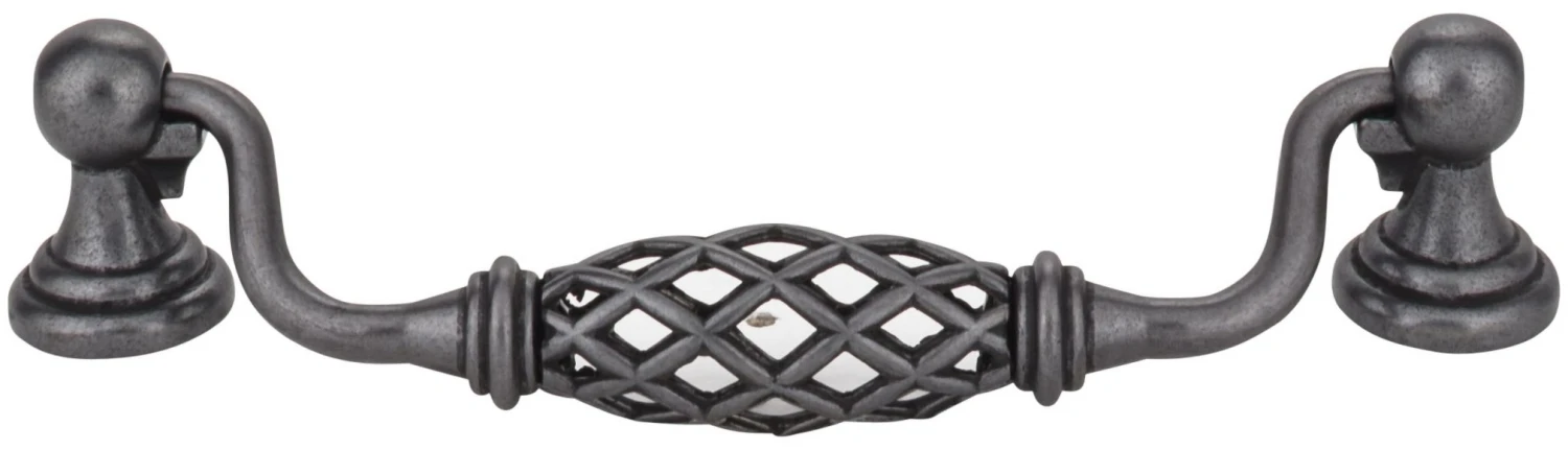 Jeffrey Alexander Tuscany 5-1/16" (128mm) Center To Center Drop Handle Birdcage Cabinet Handle / Drawer Pull Distressed Antique Silver 5 Jeffrey Alexander Tuscany 5-1/16" (128mm) Center To Center Drop Handle Birdcage Cabinet Handle / Drawer Pull Distressed Antique Silver - Image 3