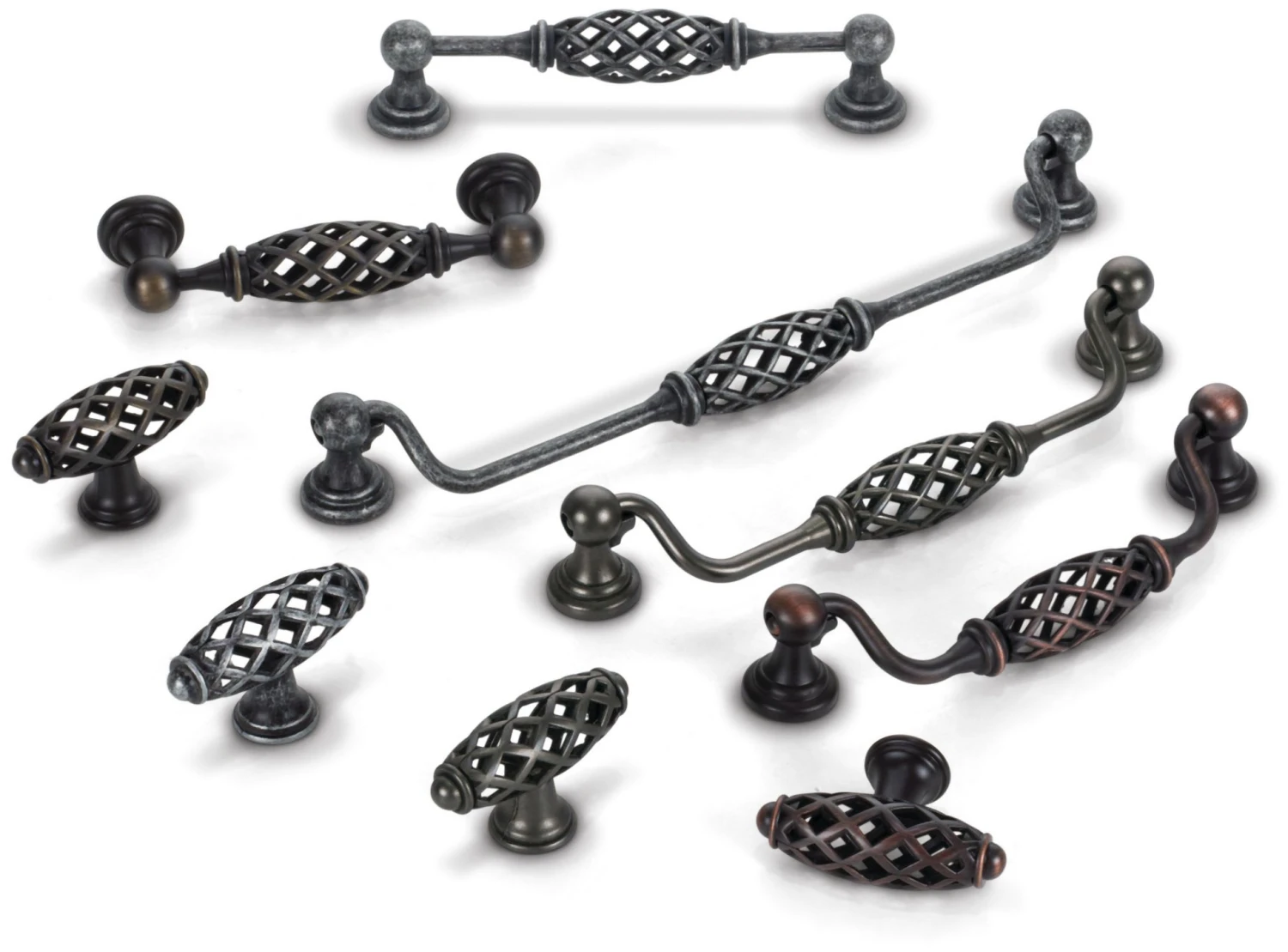 Jeffrey Alexander Tuscany 5-1/16" (128mm) Center To Center Drop Handle Birdcage Cabinet Handle / Drawer Pull Distressed Antique Silver 10 Jeffrey Alexander Tuscany 5-1/16" (128mm) Center To Center Drop Handle Birdcage Cabinet Handle / Drawer Pull Distressed Antique Silver - Image 8