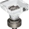 Jeffrey Alexander Harlow 1" Square Vintage Glam Glass Cabinet Knob / Drawer Knob Brushed Pewter -Cabinet Hardware Store jeffrey alexander g140bnbdl 9427911