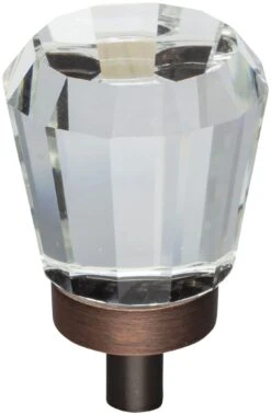 Jeffrey Alexander Harlow 1" Geometric Faceted Glass Vintage Glam Cabinet Knob / Drawer Knob Brushed Oil Rubbed Bronze