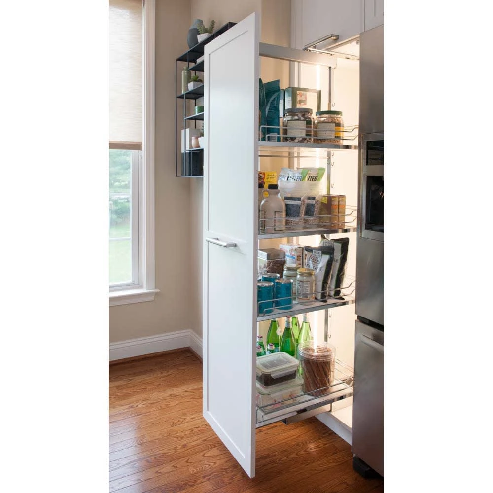 Kessebohmer Dispensa Series 11" Trays For 62-7/8" To 78-3/4" Large Cabinet Pull Out Kit Silver / Maple 5 Kessebohmer Dispensa Series 11" Trays For 62-7/8" To 78-3/4" Large Cabinet Pull Out Kit Silver / Maple - Image 3