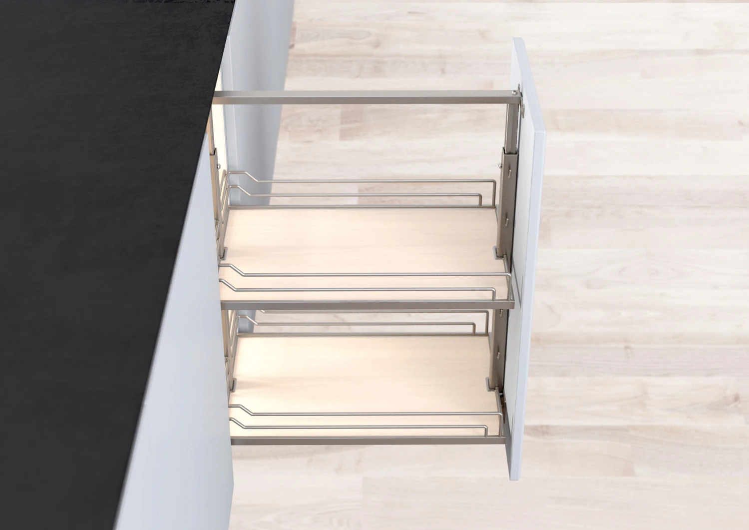 Kessebohmer 17 Wide Trays For 20" To 28" Base Pull Out Cabinet Kit Champagne / Maple 5 Kessebohmer 17 Wide Trays For 20" To 28" Base Pull Out Cabinet Kit Champagne / Maple - Image 3