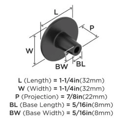 Miseno Bella 1-1/4 Inch Mushroom Cabinet Knob - Pack Of 10 Matte Black -Cabinet Hardware Store miseno mckbk2125 10pk alternate image 583