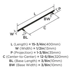 Miseno Springfield 12-5/8 Inch Center To Center Bar Cabinet Pull Sterling Nickel -Cabinet Hardware Store miseno mcp31263 alternate image 177