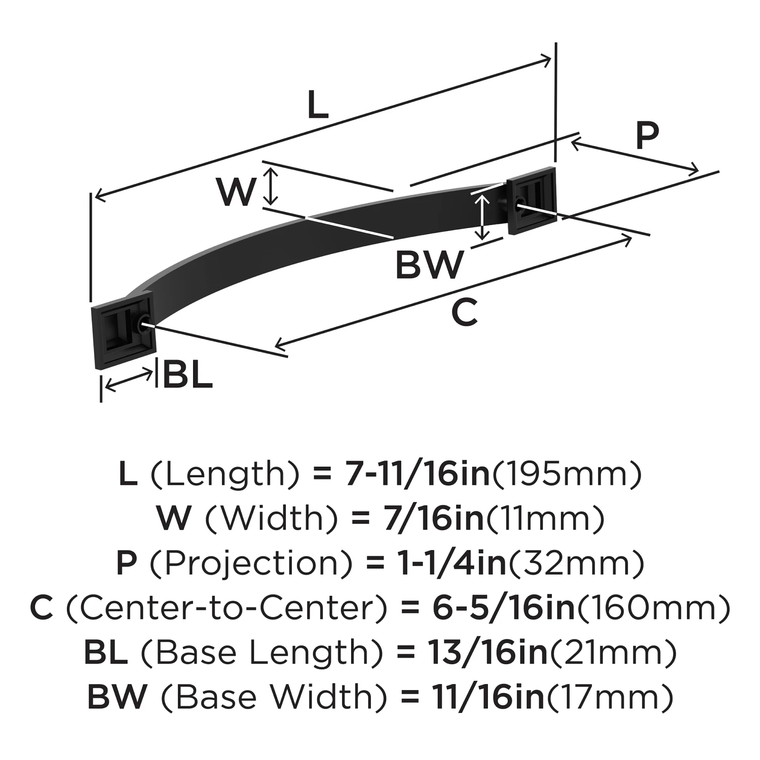 Miseno Garner 6-5/16 Inch Center To Center Handle Cabinet Pull - Pack Of 10 Matte Black 5 Miseno Garner 6-5/16 Inch Center To Center Handle Cabinet Pull - Pack Of 10 Matte Black - Image 3
