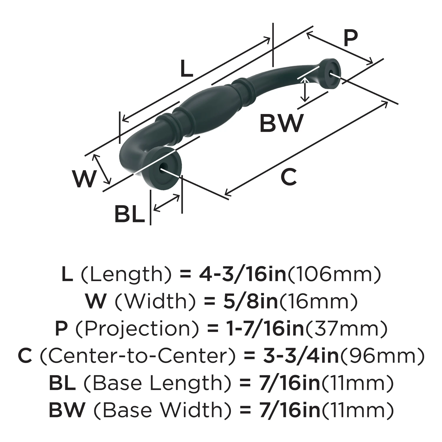 Miseno Bidwell 3-3/4 Inch Center To Center Handle Cabinet Pull - Pack Of 10 Polished Chrome 5 Miseno Bidwell 3-3/4 Inch Center To Center Handle Cabinet Pull - Pack Of 10 Polished Chrome - Image 3