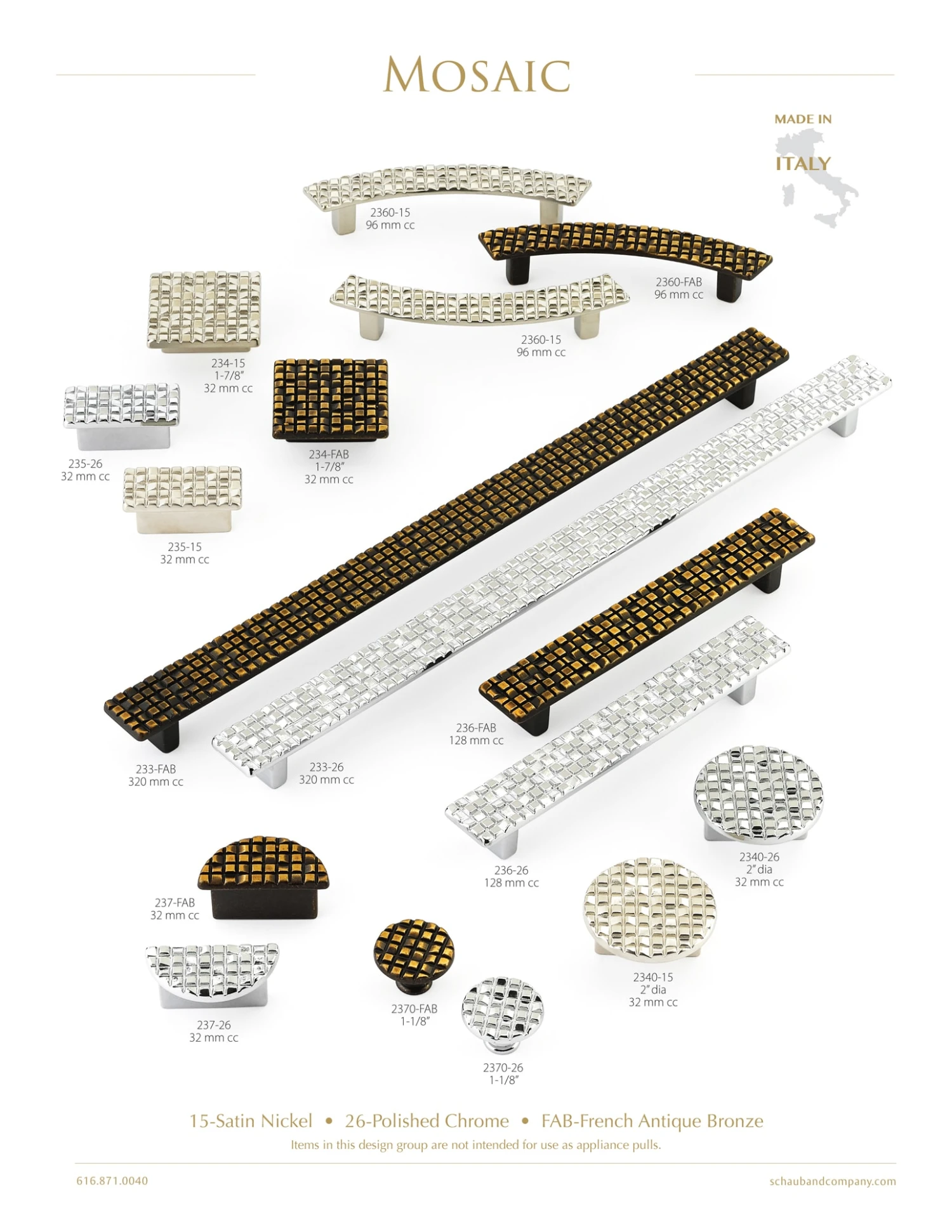 Schaub And Company Mosaic 1-7/8" Luxury Designer Square Cabinet Knobs - Pack Of 25 - Made In Italy Satin Nickel 4 Schaub And Company Mosaic 1-7/8" Luxury Designer Square Cabinet Knobs - Pack Of 25 - Made In Italy Satin Nickel - Image 2