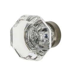 Nostalgic Warehouse Vintage Waldorf 1-3/8" Octagon Faceted Crystal Cabinet Knob Antique Pewter