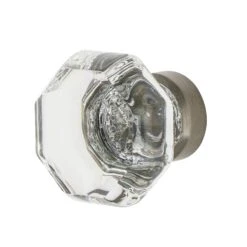 Nostalgic Warehouse Vintage Waldorf 1-3/8" Octagon Faceted Crystal Cabinet Knob Antique Pewter -Cabinet Hardware Store nostalgic warehouse 750038 5687067