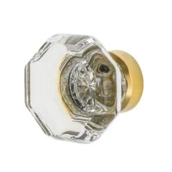 Nostalgic Warehouse Vintage Waldorf 1-3/8" Octagon Faceted Crystal Cabinet Knob Antique Pewter -Cabinet Hardware Store nostalgic warehouse 750040 5687067