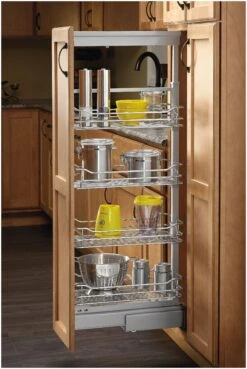 Rev-A-Shelf 5700 Series 51-58 Inch Adjustable Height Pull Out 4 Tier Cabinet Organizer With Adjustable Shelves And Soft Close For 4-1/2 Inch Cabinets Chrome 10 Rev-A-Shelf 5700 Series 51-58 Inch Adjustable Height Pull Out 4 Tier Cabinet Organizer With Adjustable Shelves And Soft Close For 4-1/2 Inch Cabinets Chrome -Cabinet Hardware Store rev a shelf 1406276 alternate image 18