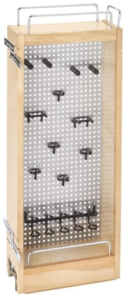 Rev-A-Shelf 444 Series 5 Inch Pull Out Cabinet Organizer With Peg Board Natural Maple