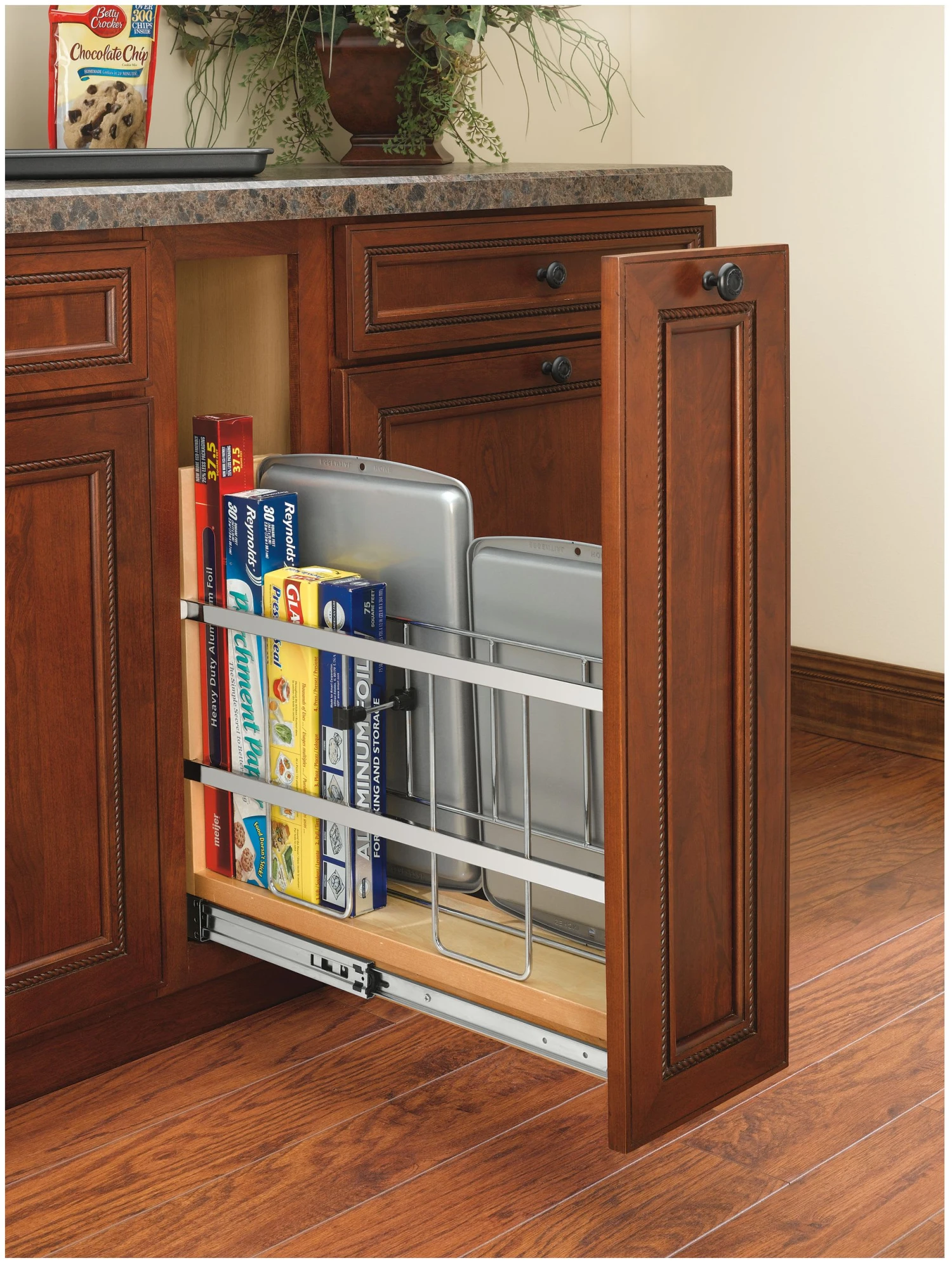 Rev-A-Shelf 447 Series 5 Inch Pull Out Tray Organizer With Soft Close Natural 5 Rev-A-Shelf 447 Series 5 Inch Pull Out Tray Organizer With Soft Close Natural - Image 3
