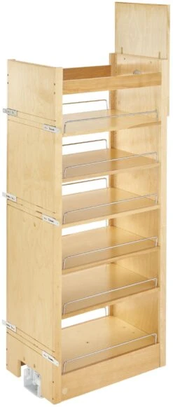 Rev-A-Shelf 448 Series 14 Inch Pull Out Cabinet Organizer With Adjustable Shelves For 51 Inch High Cabinets Natural Wood