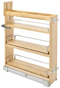 Rev-A-Shelf 448 Series 5-3/4" Pull Out Bakeware Organizer With Soft Close Slides Natural Maple