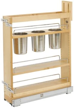 Rev-A-Shelf 448 Series 5 Inch Pull Out Cabinet Organizer With Adjustable Shelves And Soft Close N/A