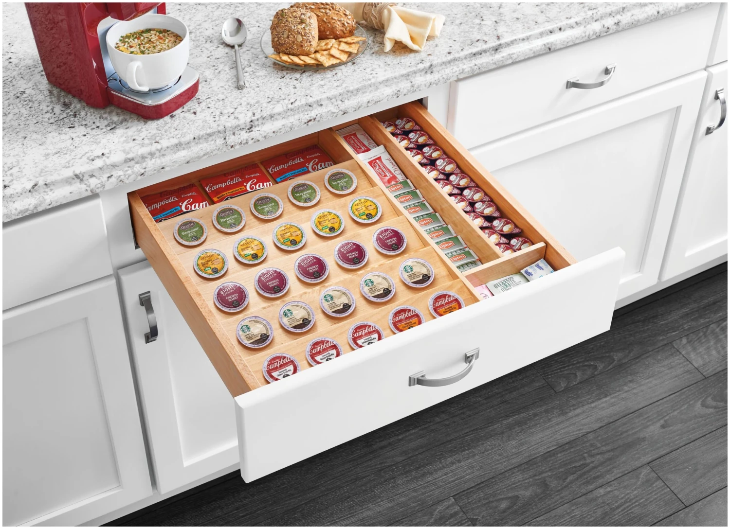 Rev-A-Shelf 4CDI Series Trimmable K-Cup Coffee/Tea Organizer Insert For 22 Inch Drawers Natural Maple 4 Rev-A-Shelf 4CDI Series Trimmable K-Cup Coffee/Tea Organizer Insert For 22 Inch Drawers Natural Maple - Image 2