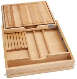 Rev-A-Shelf 4KCB Series 21" Knife Organizer And Cutting Board Replacement Drawer Natural Maple