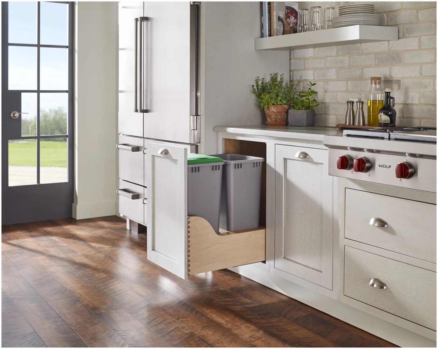 Rev-A-Shelf 4WCSC Bottom Mount Double Bin Trash Can With Soft Close - 50 Quart Capacity Wood 4 Rev-A-Shelf 4WCSC Bottom Mount Double Bin Trash Can With Soft Close - 50 Quart Capacity Wood - Image 2