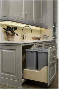 Rev-A-Shelf 4WCSC Bottom Mount Double Bin Trash Can With Soft Close - 50 Quart Capacity Wood 9 Rev-A-Shelf 4WCSC Bottom Mount Double Bin Trash Can With Soft Close - 50 Quart Capacity Wood -Cabinet Hardware Store rev a shelf 4wcsc 2150dm 2 alternate image 669