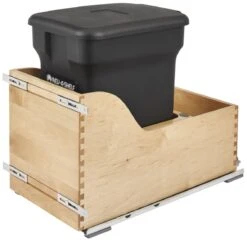 Rev-A-Shelf 4WCSC Series Bottom Mount Single Bin Trash Can - 24 Quart Capacity White -Cabinet Hardware Store rev a shelf 4wcsc ckbk 1 2442438