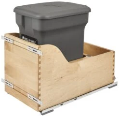 Rev-A-Shelf 4WCSC Series Bottom Mount Single Bin Trash Can - 24 Quart Capacity White -Cabinet Hardware Store rev a shelf 4wcsc ckog 1 2442438