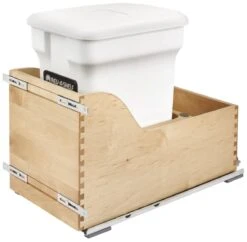 Rev-A-Shelf 4WCSC Series Bottom Mount Single Bin Trash Can - 24 Quart Capacity White