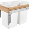 Rev-A-Shelf 4WCTM Top Mount Double Bin Trash Can For Frameless Cabinets - 27 Quart Capacity White -Cabinet Hardware Store rev a shelf 4wctm 15dm2 343 fl 531885
