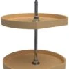 Rev-A-Shelf Wood Classic 22 Inch D-Shaped 2 Shelf Lazy Susan Set With Adjustable 26-32 Inch Shaft Natural Wood