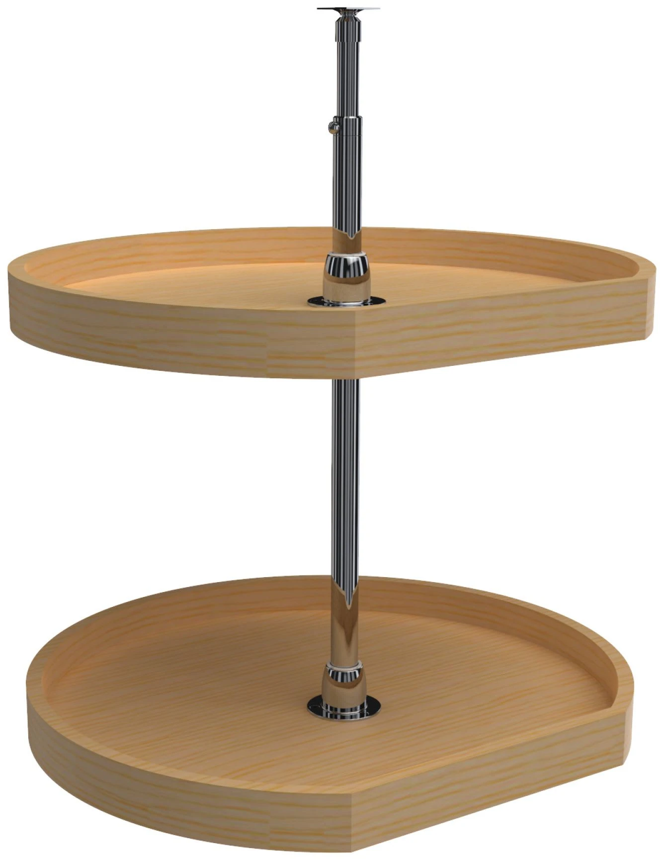 Rev-A-Shelf Wood Classic 22 Inch D-Shaped 2 Shelf Lazy Susan Set With Adjustable 26-32 Inch Shaft Natural Wood 3 Rev-A-Shelf Wood Classic 22 Inch D-Shaped 2 Shelf Lazy Susan Set With Adjustable 26-32 Inch Shaft Natural Wood