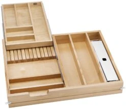 Rev-A-Shelf 4WTCD Series 28" Base Cabinet Two-Tier Replacement Cutlery Drawer Natural Maple