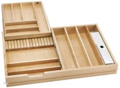Rev-A-Shelf 4WTCD Series 34" Base Cabinet Two-Tier Replacement Cutlery Drawer Natural Maple