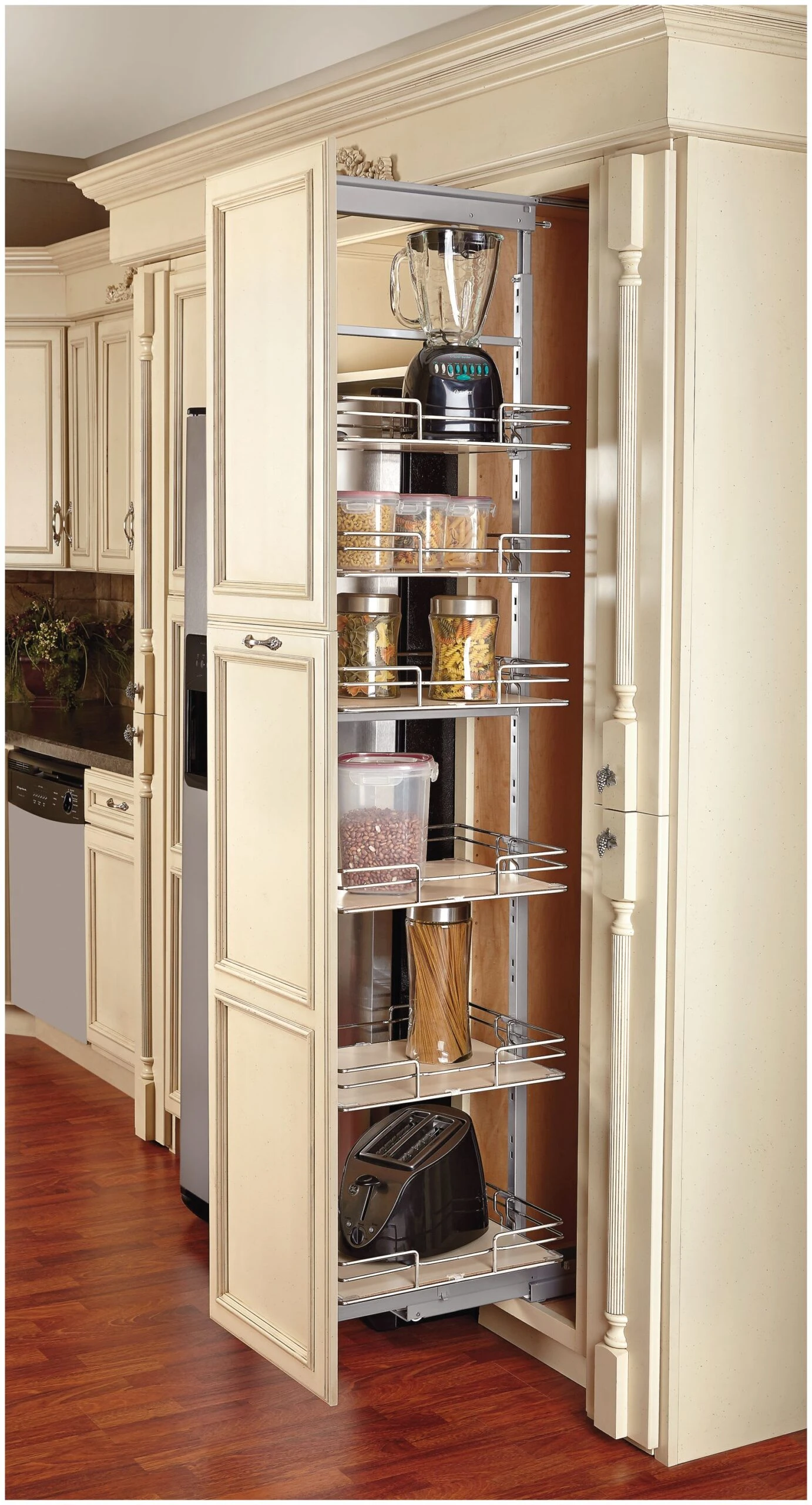 Rev-A-Shelf 5200 MP Series 8-5/8 Inch Pull Out 5 Tier Cabinet Organizer With Adjustable Shelves And Soft Close Maple 5 Rev-A-Shelf 5200 MP Series 8-5/8 Inch Pull Out 5 Tier Cabinet Organizer With Adjustable Shelves And Soft Close Maple - Image 3