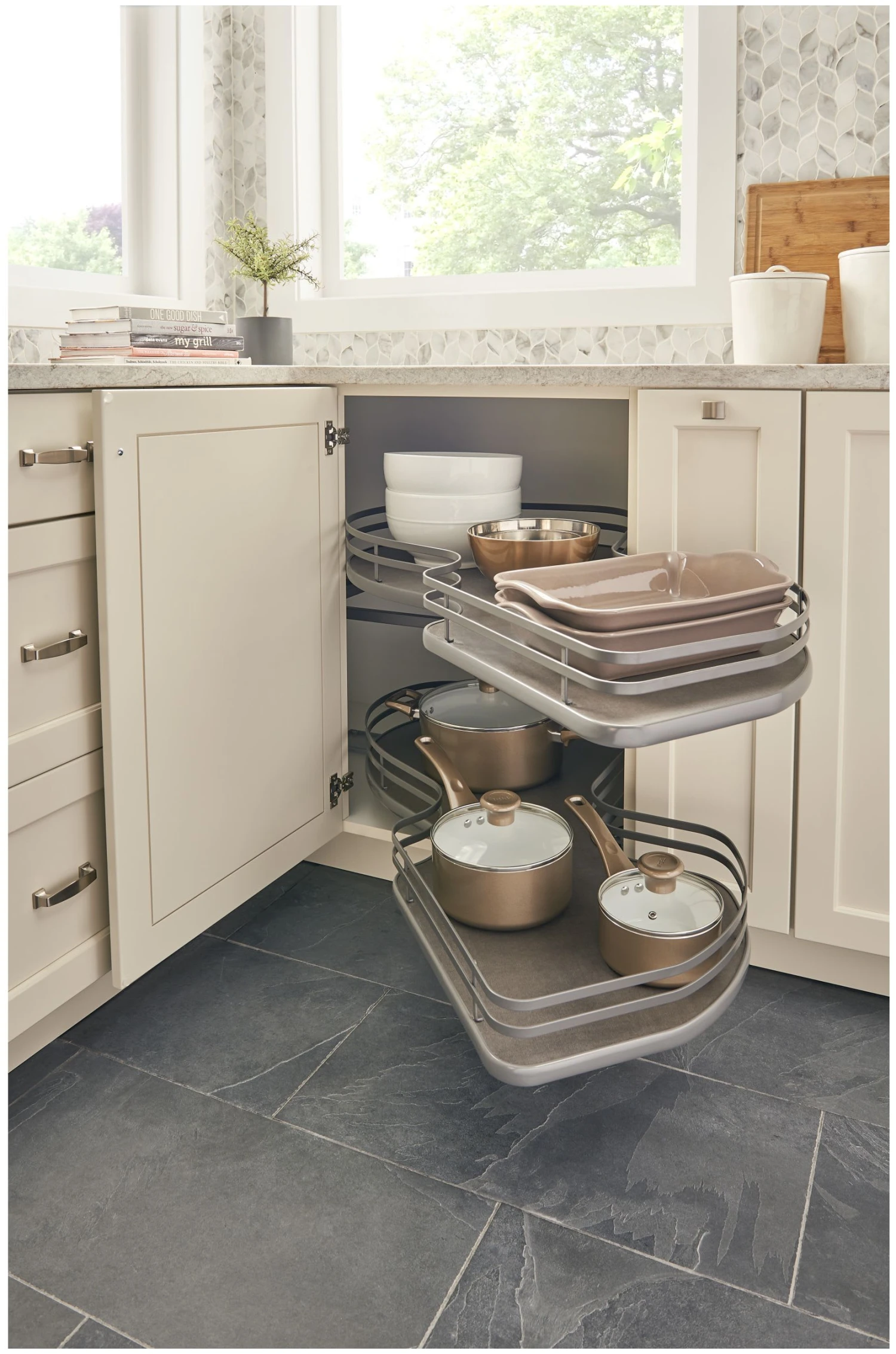 Rev-A-Shelf 5372 Series Left Handed Pull Out 2 Tier Blind Corner Kitchen Cabinet Organizer For 18 Inch Cabinet Opening Maple 4 Rev-A-Shelf 5372 Series Left Handed Pull Out 2 Tier Blind Corner Kitchen Cabinet Organizer For 18 Inch Cabinet Opening Maple - Image 2