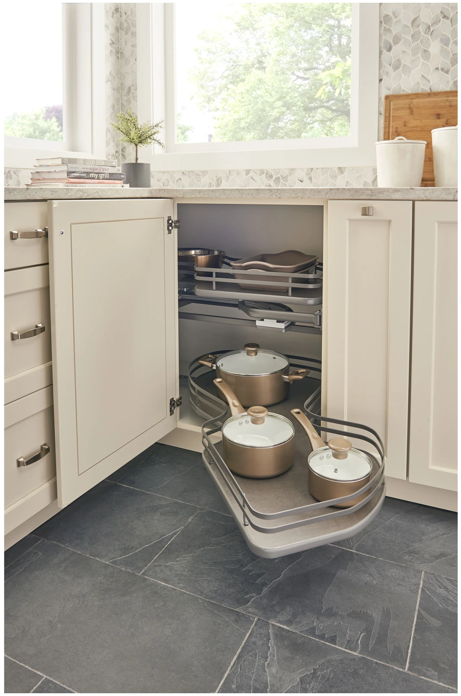 Rev-A-Shelf 5372 Series Left Handed Pull Out 2 Tier Blind Corner Kitchen Cabinet Organizer For 18 Inch Cabinet Opening Maple 6 Rev-A-Shelf 5372 Series Left Handed Pull Out 2 Tier Blind Corner Kitchen Cabinet Organizer For 18 Inch Cabinet Opening Maple - Image 4