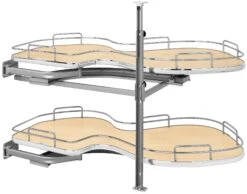 Rev-A-Shelf 5372 Series Left Handed Pull Out 2 Tier Blind Corner Kitchen Cabinet Organizer For 18 Inch Cabinet Opening Maple