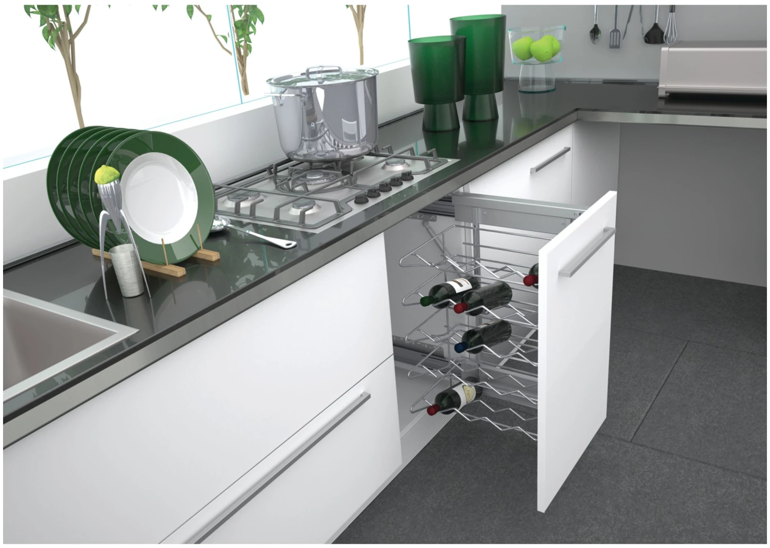 Rev-A-Shelf 5375 Series 14 Inch Pull Out Wine Rack Organizer With 20 Bottle Capacity Chrome 4 Rev-A-Shelf 5375 Series 14 Inch Pull Out Wine Rack Organizer With 20 Bottle Capacity Chrome - Image 2