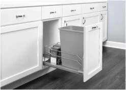 Rev-A-Shelf 53WC Series Bottom Mount Single Bin Trash Can - 35 Quart Capacity Champagne -Cabinet Hardware Store rev a shelf 53wc 1535scdm 1 alternate image 1265