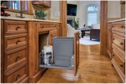 Rev-A-Shelf 53WC Series Bottom Mount Single Bin Trash Can - 35 Quart Capacity Champagne -Cabinet Hardware Store rev a shelf 53wc 1535scdm 1 alternate image 202