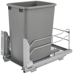 Rev-A-Shelf 53WC Series Bottom Mount Single Bin Trash Can - 35 Quart Capacity Champagne -Cabinet Hardware Store rev a shelf 53wc 1535scdm 117 531885