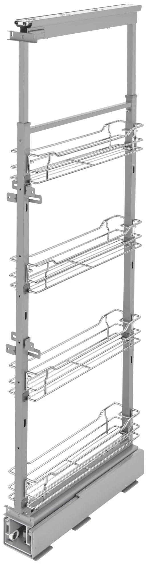 Rev-A-Shelf 5700 Series 51-58 Inch Adjustable Height Pull Out 4 Tier Cabinet Organizer With Adjustable Shelves And Soft Close For 4-1/2 Inch Cabinets Chrome 3 Rev-A-Shelf 5700 Series 51-58 Inch Adjustable Height Pull Out 4 Tier Cabinet Organizer With Adjustable Shelves And Soft Close For 4-1/2 Inch Cabinets Chrome