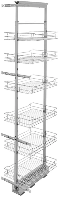 Rev-A-Shelf 5700 Series 74-81 Inch Adjustable Height Pull Out 6 Tier Cabinet Organizer With Adjustable Shelves And Soft Close For 14-1/2 Inch Cabinets Chrome