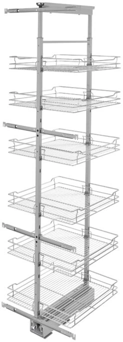 Rev-A-Shelf 5700 Series 74-81 Inch Adjustable Height Pull Out 6 Tier Cabinet Organizer With Adjustable Shelves And Soft Close For 20-1/2 Inch Cabinets Chrome