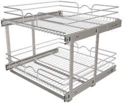 Rev-A-Shelf 5WB2 Series 24 Inch Pull Out Two-Tier Shelf Organizer Chrome