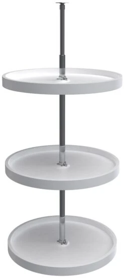 Rev-A-Shelf RAS Polymer 20 Inch Full Circle 3 Shelf Lazy Susan Set With Adjustable 38-46 Inch Shaft White