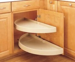 Rev-A-Shelf 6862 Series 33" Diameter Half Moon Shaped Pivoting Two Shelf Lazy Susan Set - Slides Not Included White -Cabinet Hardware Store rev a shelf 6862 33 15 570 491