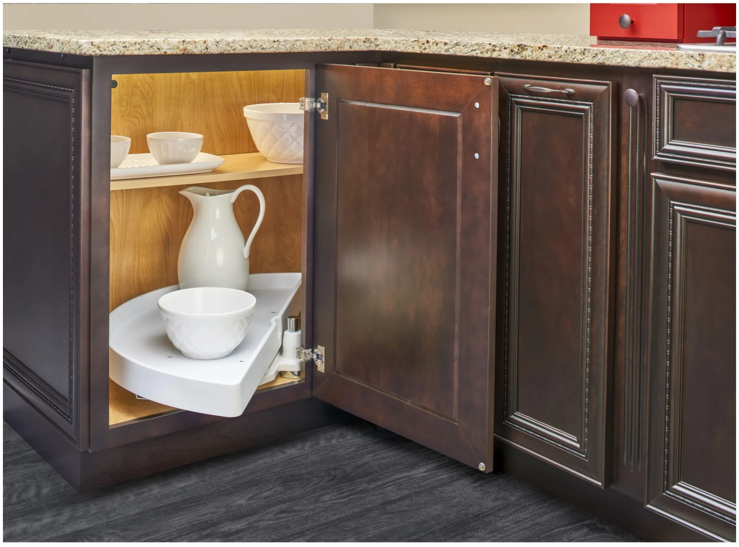 Rev-A-Shelf RAS Polymer 31 Inch Half Moon Shaped Pivoting Single Lazy Susan Shelf With Pivot And Slide Hardware Almond 5 Rev-A-Shelf RAS Polymer 31 Inch Half Moon Shaped Pivoting Single Lazy Susan Shelf With Pivot And Slide Hardware Almond - Image 3